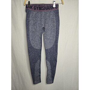 Gymshark Flex Mid Rise Waist Spellout Leggings Navy Marl/Purple Size Small